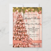 バラ素朴金ゴールドクリスマスブライダルシャワー 招待状 (正面)