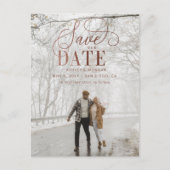 バラ素朴金ゴールドスクリプト写真の保存日付 案内ポストカード (正面)