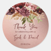 バラ素朴金ゴールドテラコッタバラ秋の結婚式 ラウンドシール (正面)