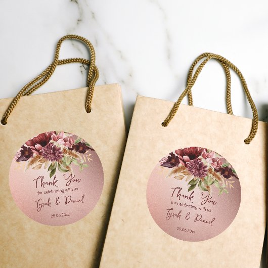 バラ素朴金ゴールドテラコッタバラ秋の結婚式 ラウンドシール