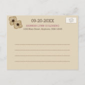 バラ素朴金ゴールドバルミツワー日付を保存 案内ポストカード (裏面)