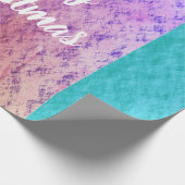 バラ素朴金ゴールドピンクティール(緑がかった色)ブルーメリークリスマス ラッピングペーパー (角)