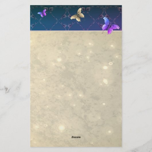 バラ紫色の蝶と名前 便箋 (裏面)