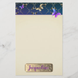 バラ紫色の蝶と名前 便箋