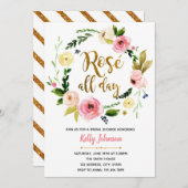 バラ終日のブライダルシャワーの招待 招待状 (正面/裏面)