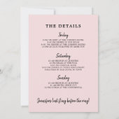 バラ終日バチェロレッテ週末の日程 招待状 (裏面)