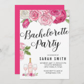 バラ終日ピンクバチェロレッテ 招待状 (正面/裏面)
