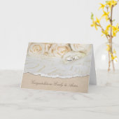 バラ結婚とリングや輪 カード (黄色い花)