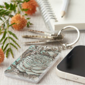 バラ結婚のキーチェーン。青と石の色 キーホルダー (正面右)