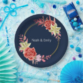 バラ結婚のクラシック丸ステッカー ペーパープレート (パーティー)