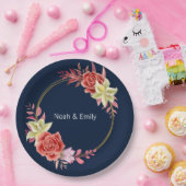 バラ結婚のクラシック丸ステッカー ペーパープレート (パーティー)