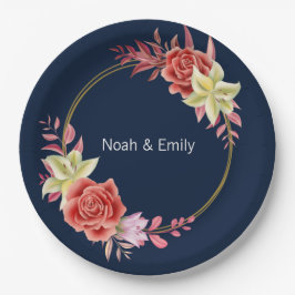 バラ結婚のクラシック丸ステッカー ペーパープレート