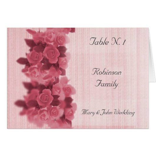 バラ結婚のテーブル席メニュー (正面横)