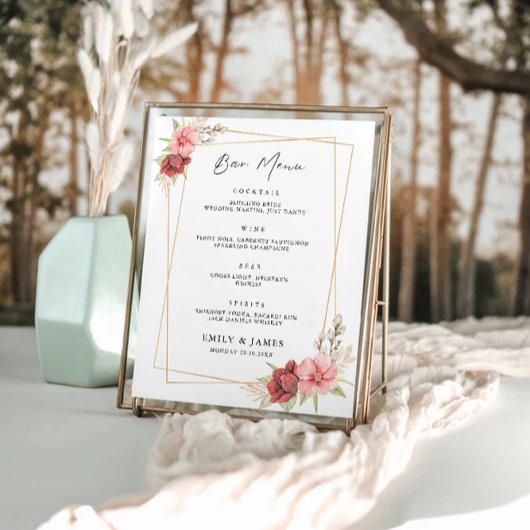 バラ結婚のバーの署名テンプレート ポスター