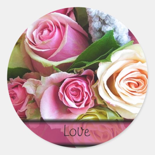 バラ結婚の封筒用シールテンプレート ラウンドシール (正面)