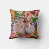 バラ結婚の記念写真パーソナライズされた クッション (裏面)