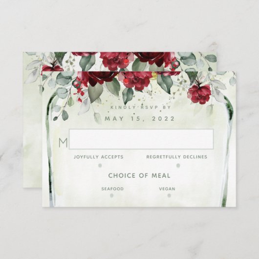 バラ結婚の2食選択RSVPカードのアーバー 出欠カード (正面/裏面)