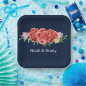 バラ結婚の ペーパープレート (パーティー)