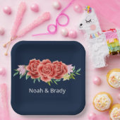 バラ結婚の ペーパープレート (パーティー)