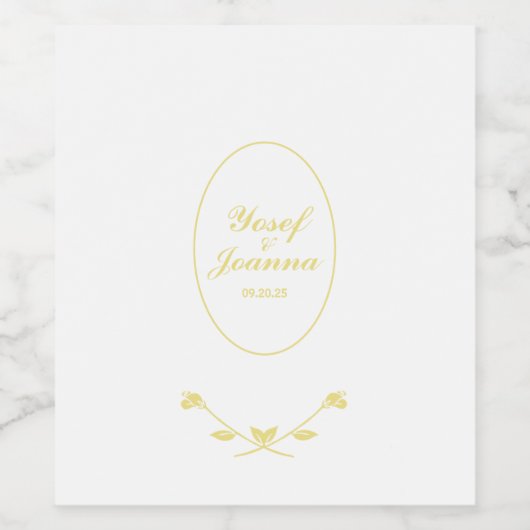 バラ結婚の ワインラベル (シングルラベル)