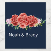 バラ結婚の ワインラベル (シングルラベル)