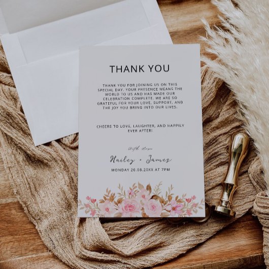 バラ結婚のThank You Napkinノートメニュー メニュー