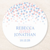 バラ結婚クオーツセレニティブルードットコースター ラウンドペーパーコースター (正面)