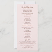 バラ結婚モノグラム式プログラム4x9カード (裏面)