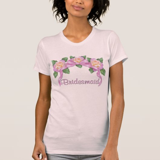 バラ結婚リボン – Bridesmaid Tシャツ (正面)