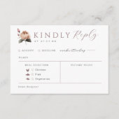 バラ結婚式の招待の返信カードと食事の選択 エンクロージャーカード (正面)