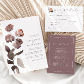 バラ結婚式の招待の返信カードと食事の選択 エンクロージャーカード