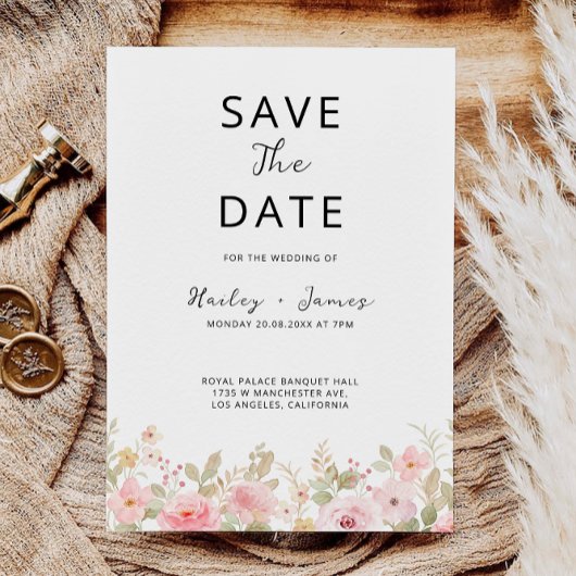 バラ結婚式の日付の保存 招待状