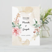 バラ結婚式招待状アート 招待状 (スタンド正面)