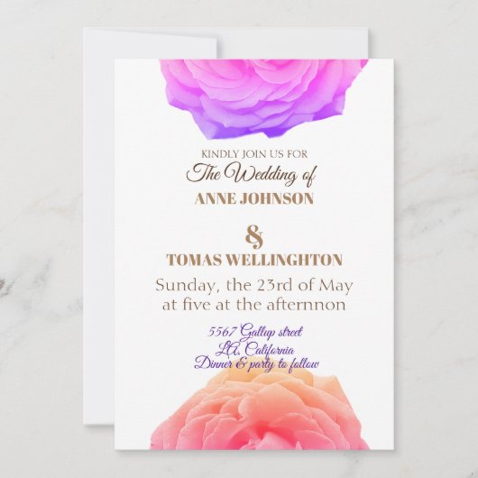 バラ結婚式招待状 招待状 (正面)