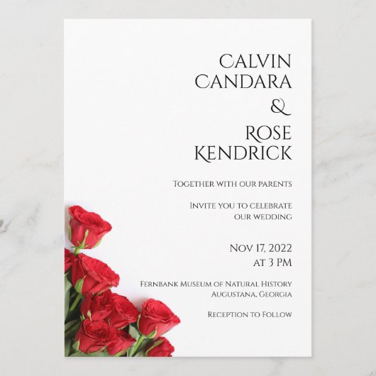 バラ結婚式招待状 招待状 (正面)