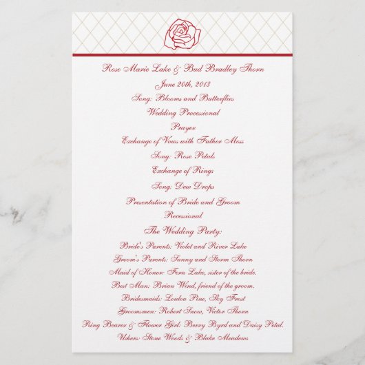 バラ結婚式 プログラム (正面)