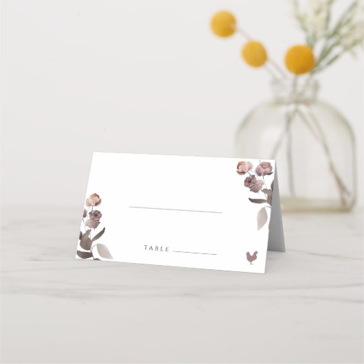 バラ結婚折り畳み座席表とチキンミール プレイスカード (正面)