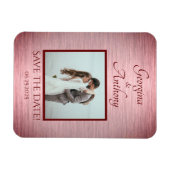 バラ結婚金ゴールドの写カスタム真の保存日付 マグネット (横)