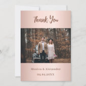 バラ結婚金ゴールドの写真サンキューカード 招待状 (正面)