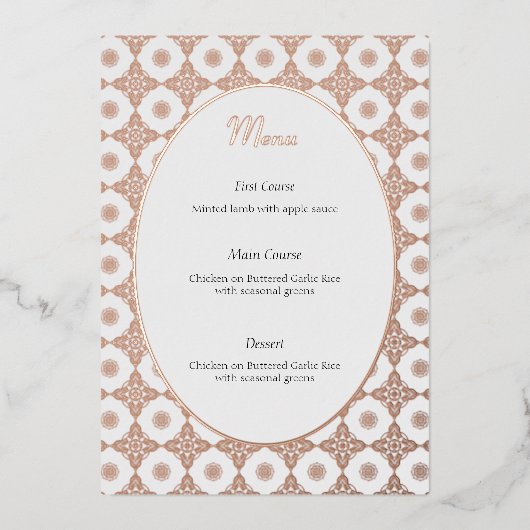 バラ結婚金ゴールドの複雑なメニュー 箔招待状 (正面)