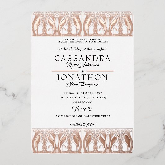 バラ結婚金ゴールドイベント 箔招待状 (正面)