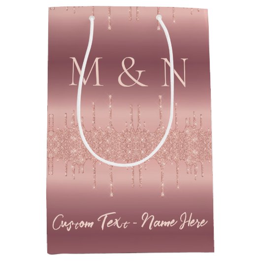 バラ結婚金ゴールド抱き枕名前をカスタムする及び文字 ミディアムペーパーバッグ (正面)