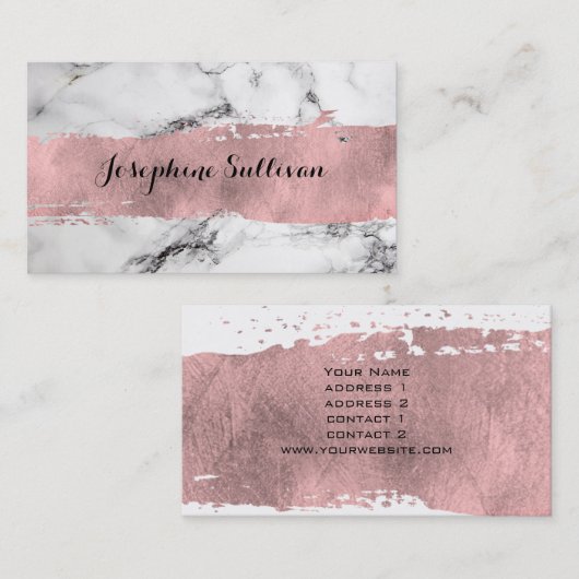 バラ絵を描金ゴールドストロークの白黒の大理石 名刺 (正面/裏面)