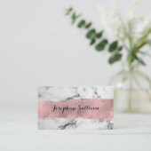 バラ絵を描金ゴールドストロークの白黒の大理石 名刺 (スタンド正面)