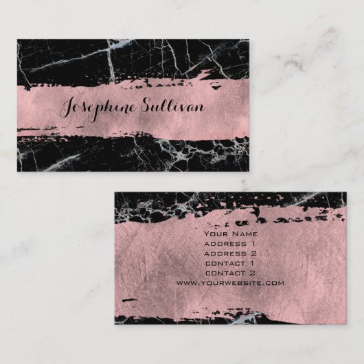 バラ絵を描金ゴールドストロークの白黒の大理石 名刺 (正面/裏面)