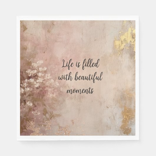 バラ絵を描金ゴールド スタンダードランチョンナプキン (正面)