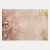 バラ絵を描金ゴールド ラッピングペーパーシート (正面)