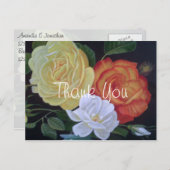 バラ絵画の感謝 ポストカード (正面/裏面)