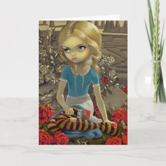 バラ絵画の赤いグリーティングカード カード (正面)