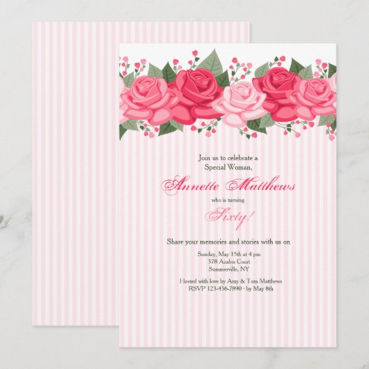 バラ縁ど招待状 招待状 (正面/裏面)